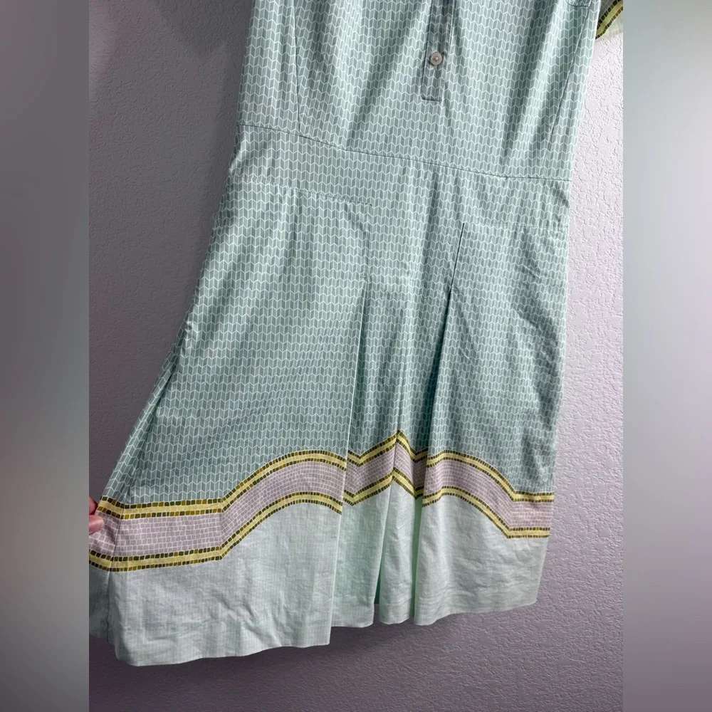 Tory Burch Emmy green pleated cotton stretch shirt dress Sz 4